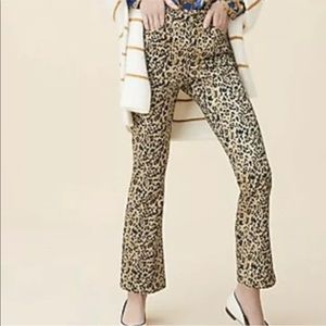 NWOT J Crew leopard cropped flared jeans